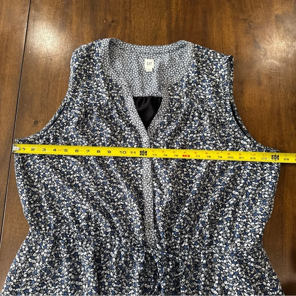 Gap womens blue floral sleeveless drawstring waist dress v neck size XXL - Picture 9 of 11